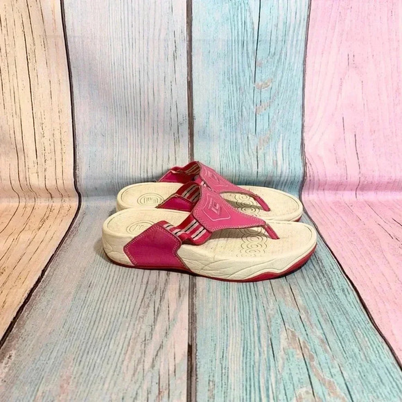 Pink and white therashoe slip on sandals open toe flip Flops - Picture 11 of 12